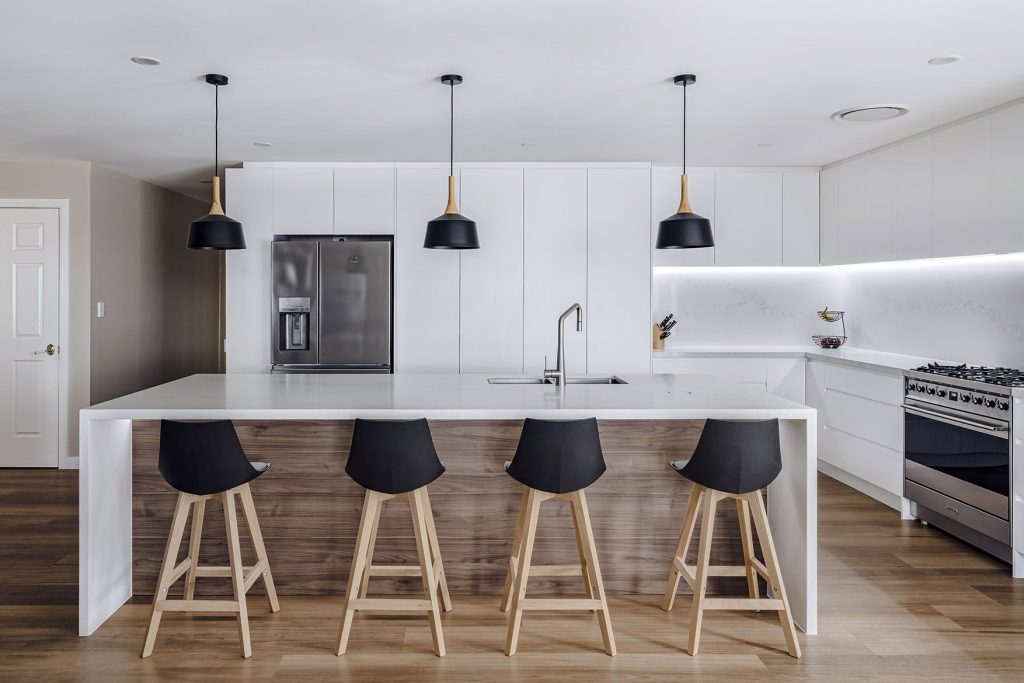 Contemporary kitchen designed for open-plan family living and entertaining