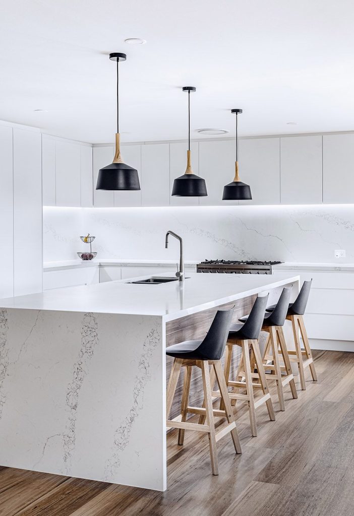 Custom kitchen renovation with stone island and bespoke joinery in Castle Hill