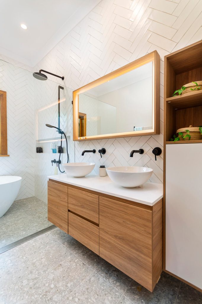 Feature freestanding bath creating a luxurious focal point in the main bathroom