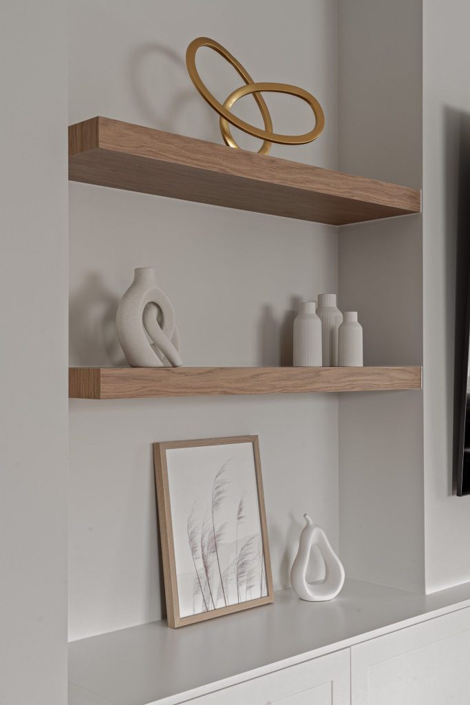 Built-in entertainment unit with bespoke timber joinery